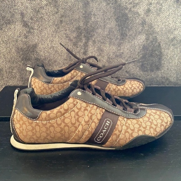 COACH Brown "Kelsie" Signature C Logo Sneakers Size 6.5 - Picture 1 of 13